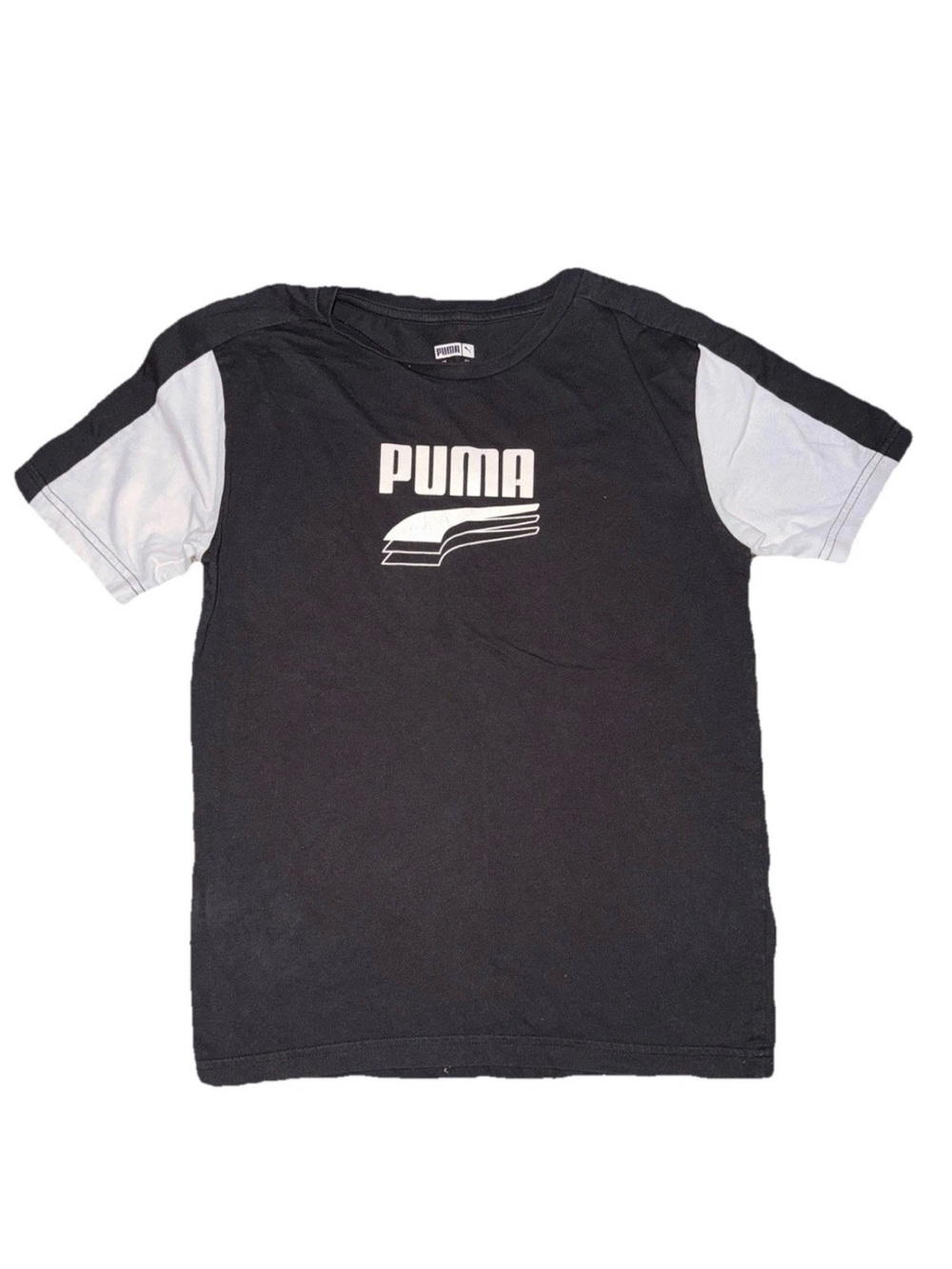 Puma Short Sleeve Logo Tees (3)-Black, Gray, White (M 10-12)